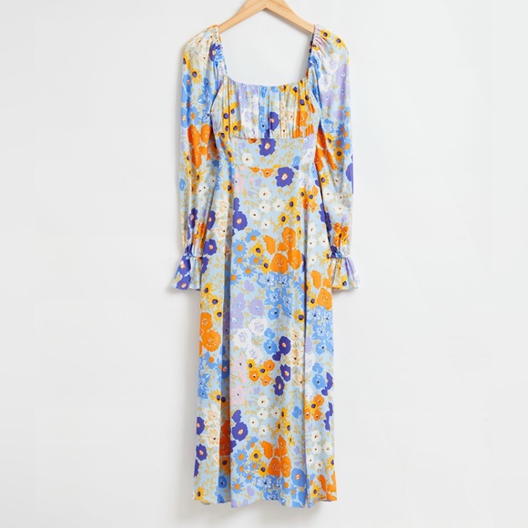 & Other Stories Relaxed Double-Puff Sleeve Dress in Multi Floral size 12 - Picture 4 of 4